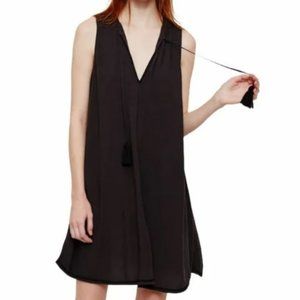 Lou & Grey Sleeveless Mini Swing Dress. Tassel Tie. Large